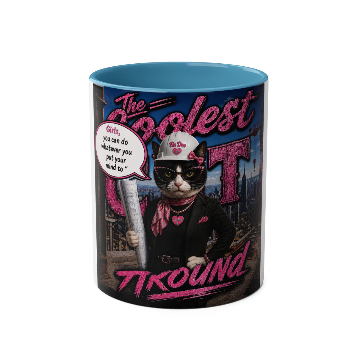 Construction Boss "The Coolest Cat Around"  - 11oz Two-Tone Coffee Mug