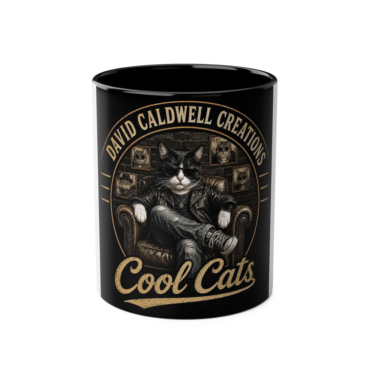 COOL CAT LOGO TUXEDO IN CHAIR - 11oz Two-Tone Coffee Mug