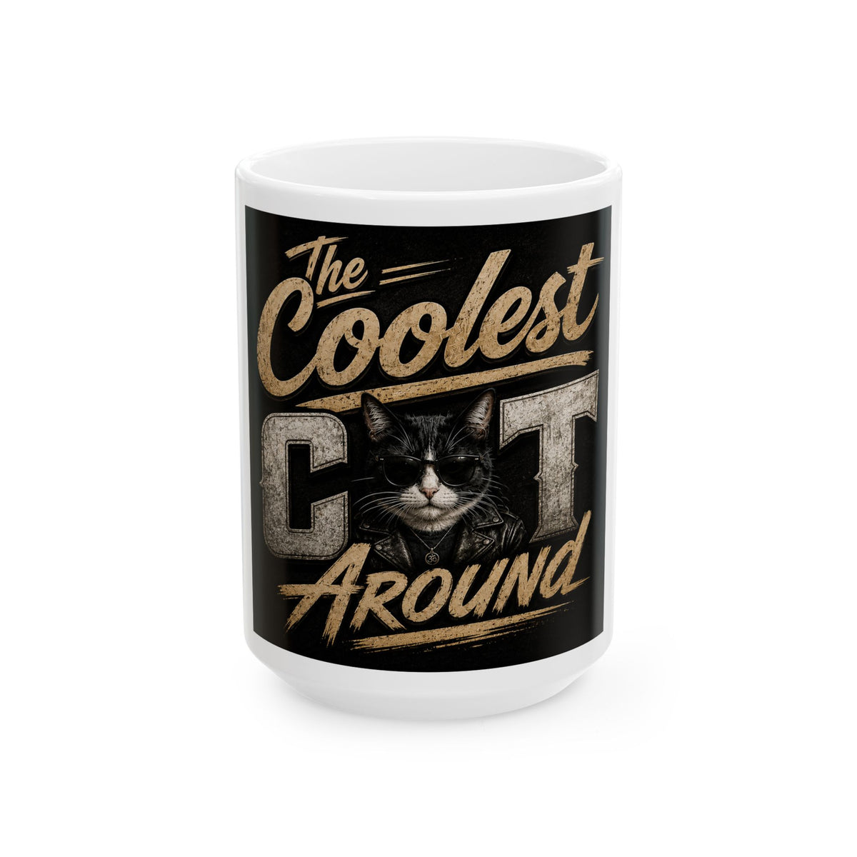 The Coolest Cat Around Ceramic Mug – Funny Cat Lover Coffee Cup (11oz, 15oz)