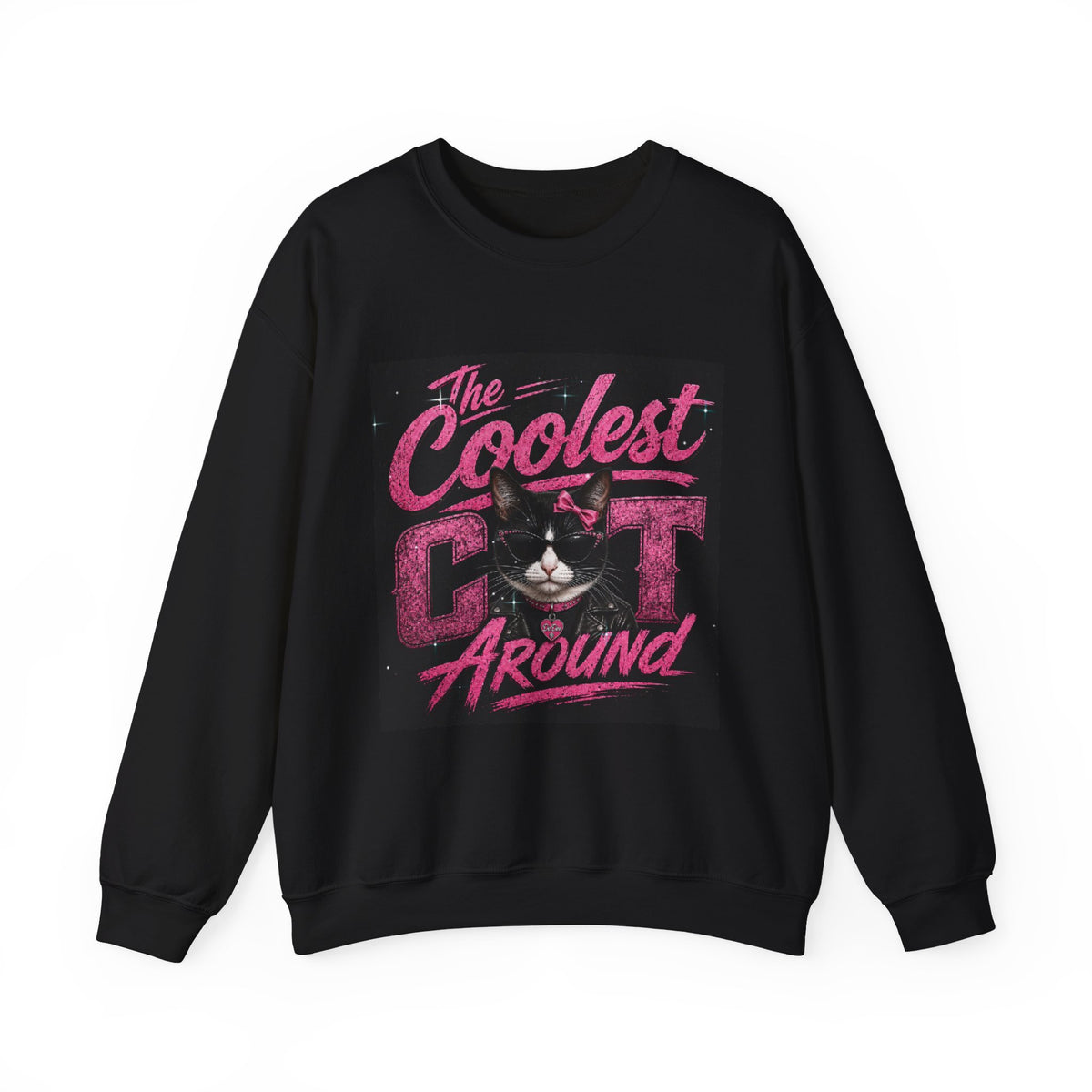 Coolest Cat Around Sweatshirt — Retro Cat Graphic Crewneck