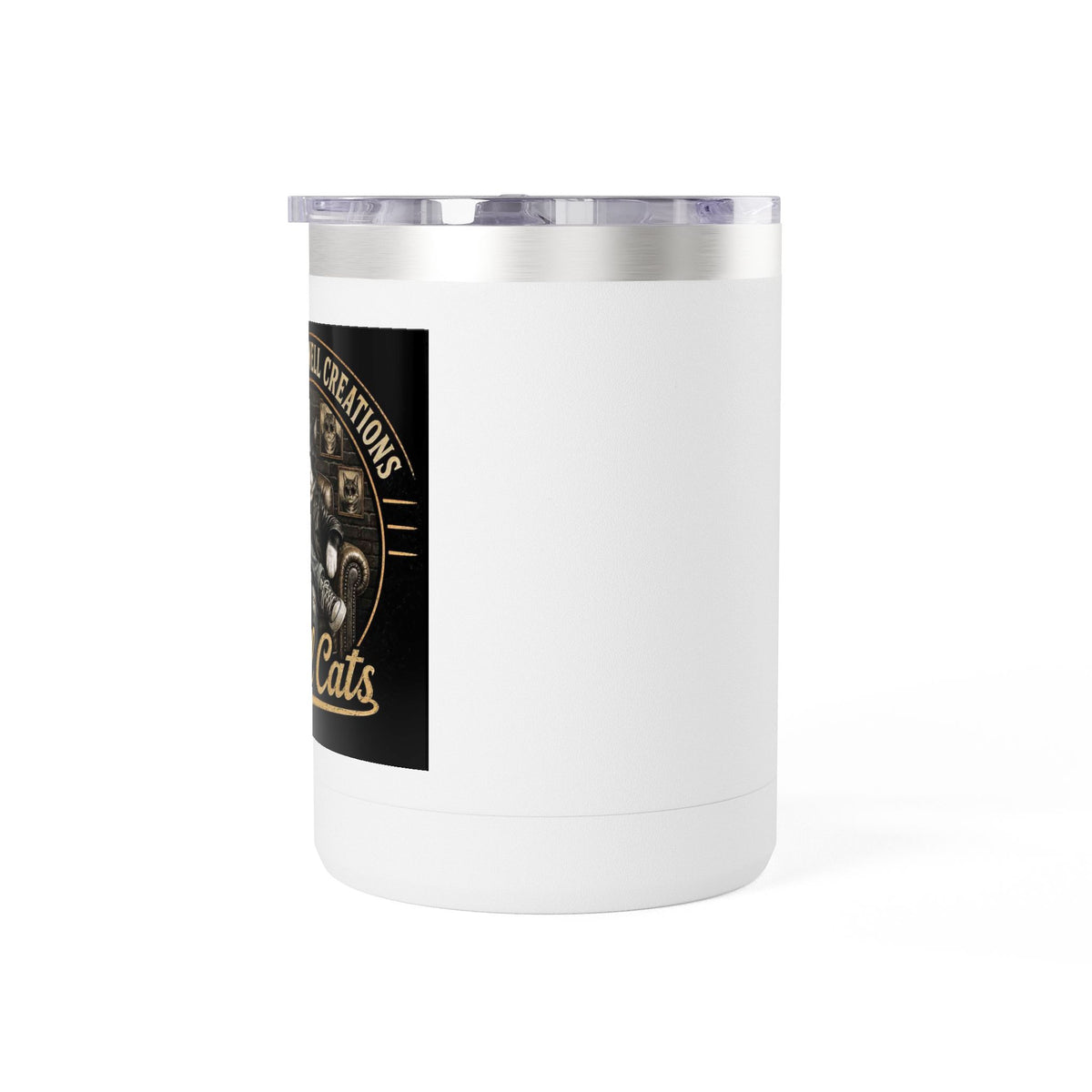 15oz Insulated Travel Mug — "Rescue Meow" Vintage Rescue Cats Design