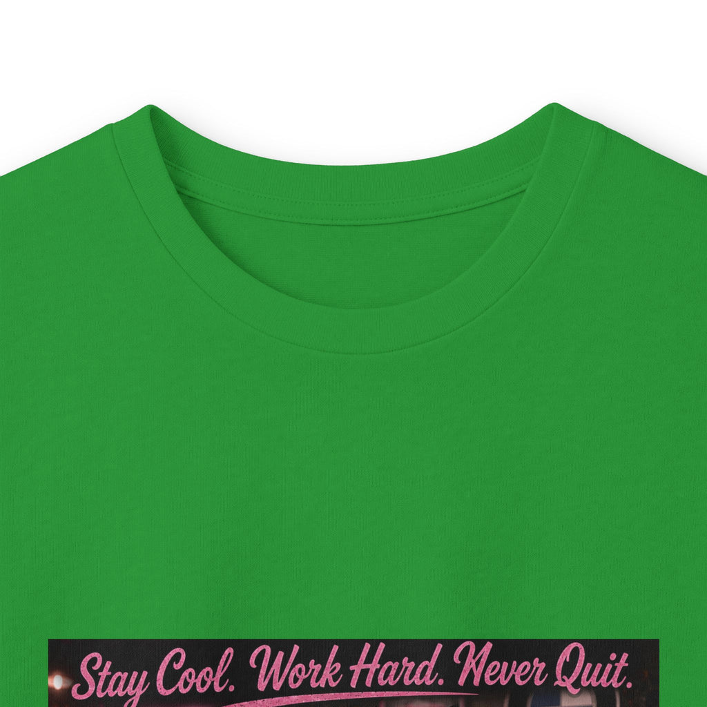 Cool Cat Long Sleeve Tee – "Stay Cool. Work Hard. Never Quit." Graphic Shirt