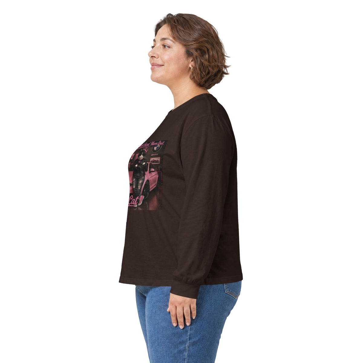 Cool Cat Long Sleeve Tee – "Stay Cool. Work Hard. Never Quit." Graphic Shirt