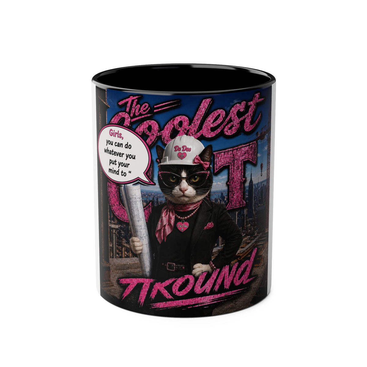 Construction Boss "The Coolest Cat Around"  - 11oz Two-Tone Coffee Mug