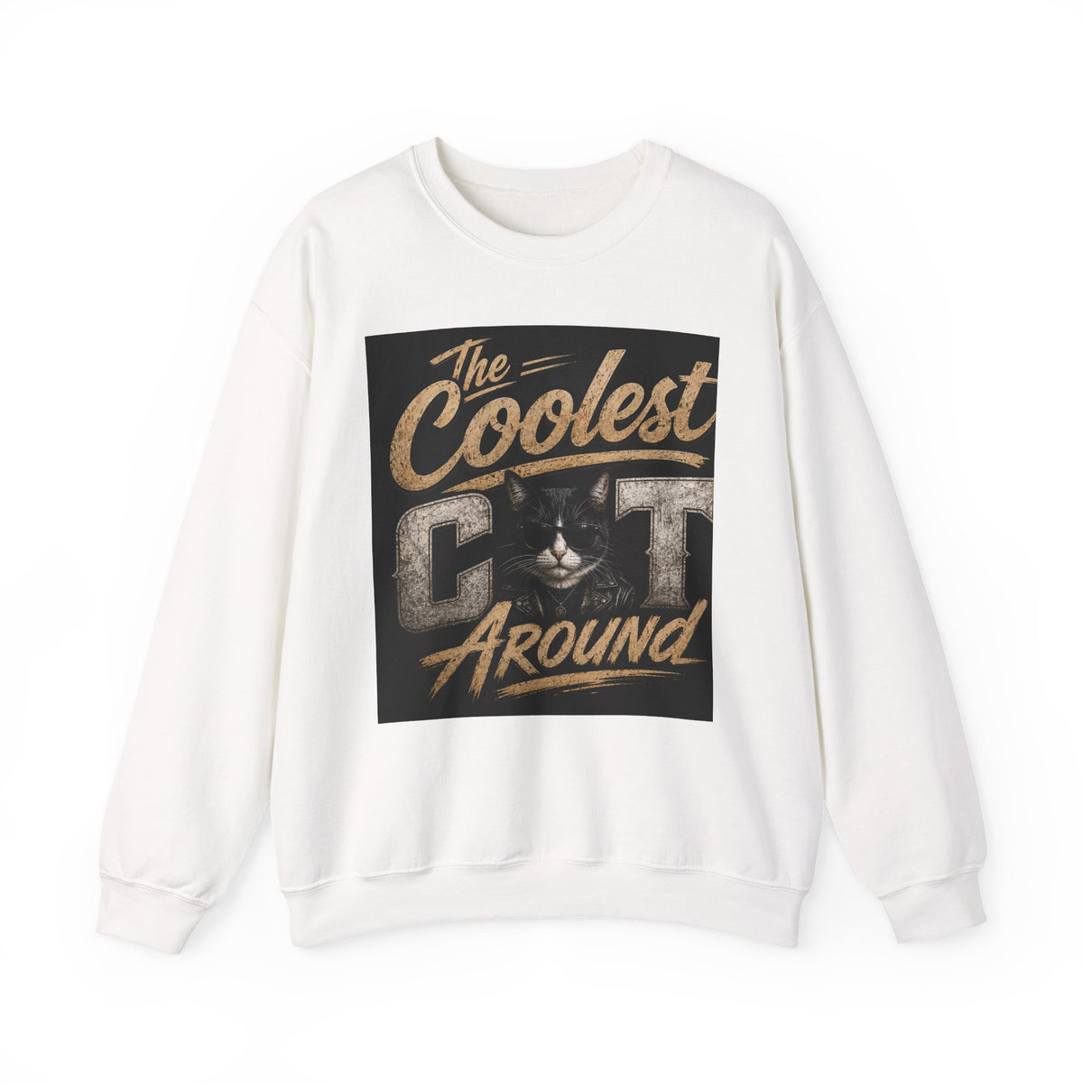 Coolest Cat Around Sweatshirt – Vintage Cat Graphic Crewneck