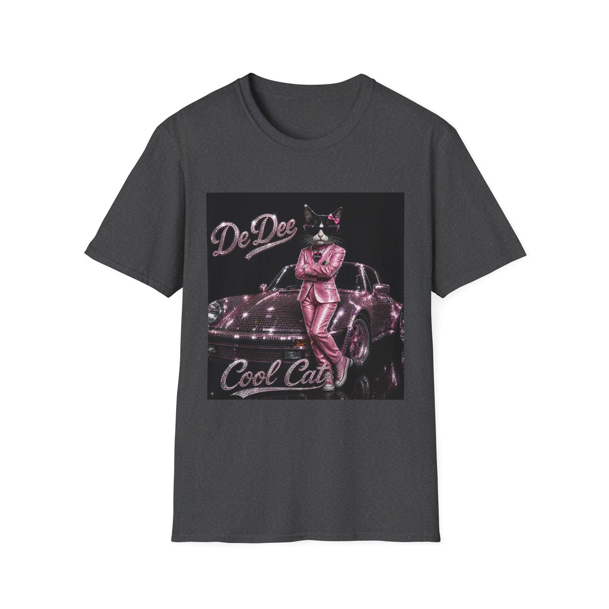 Cool Cat sparkles pink car Motivational T-Shirt — "Stay Cool. Work Hard. Never Quit."