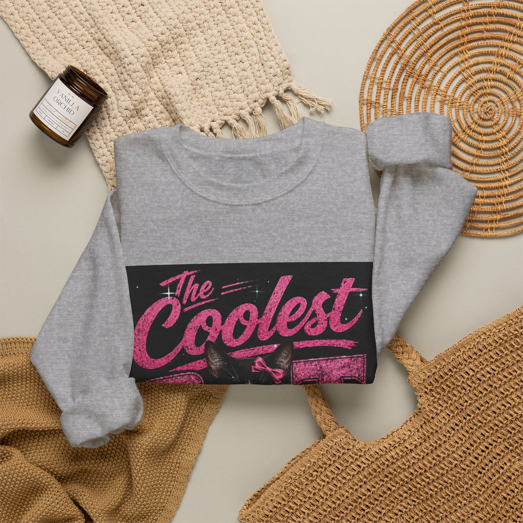 Coolest Cat Around Sweatshirt — Retro Cat Graphic Crewneck