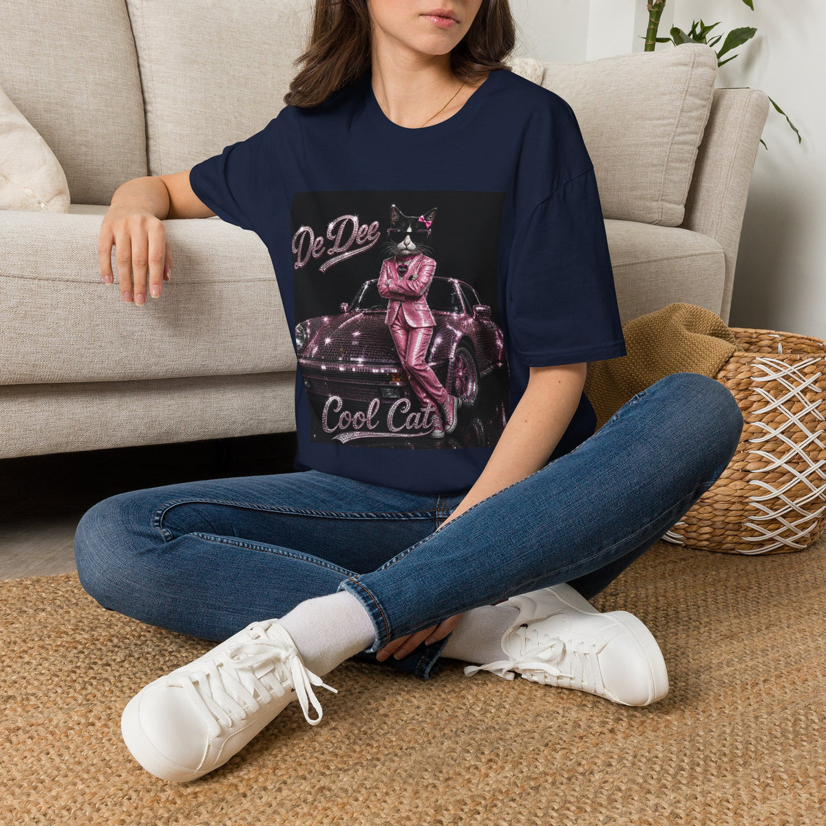 Cool Cat sparkles pink car Motivational T-Shirt — "Stay Cool. Work Hard. Never Quit."