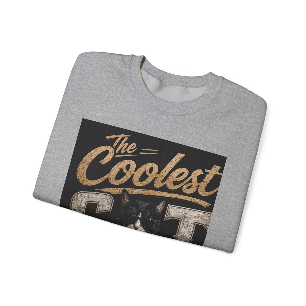 Coolest Cat Around Sweatshirt – Vintage Cat Graphic Crewneck