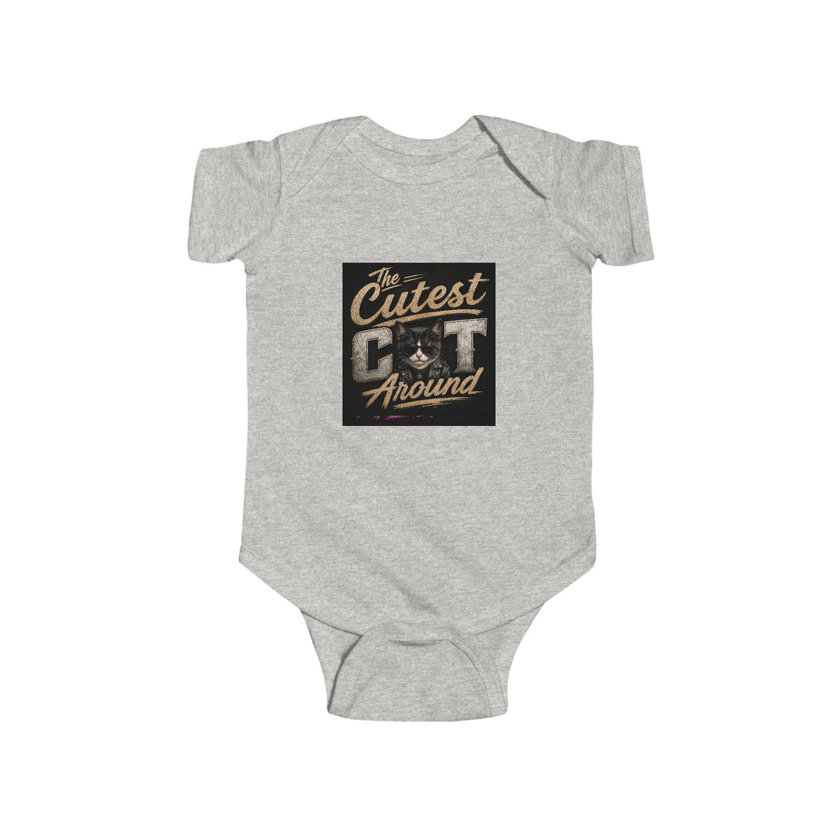 Copy of Infant Bodysuit - "The Cutest Cat Around" Baby Onesie, Retro Pink Cat Graphic