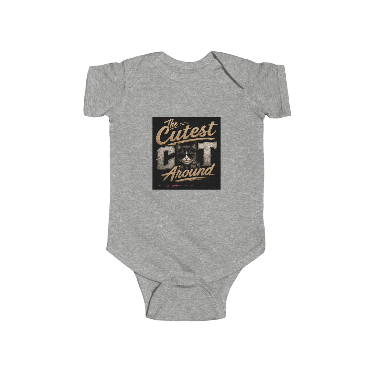 Copy of Infant Bodysuit - "The Cutest Cat Around" Baby Onesie, Retro Pink Cat Graphic
