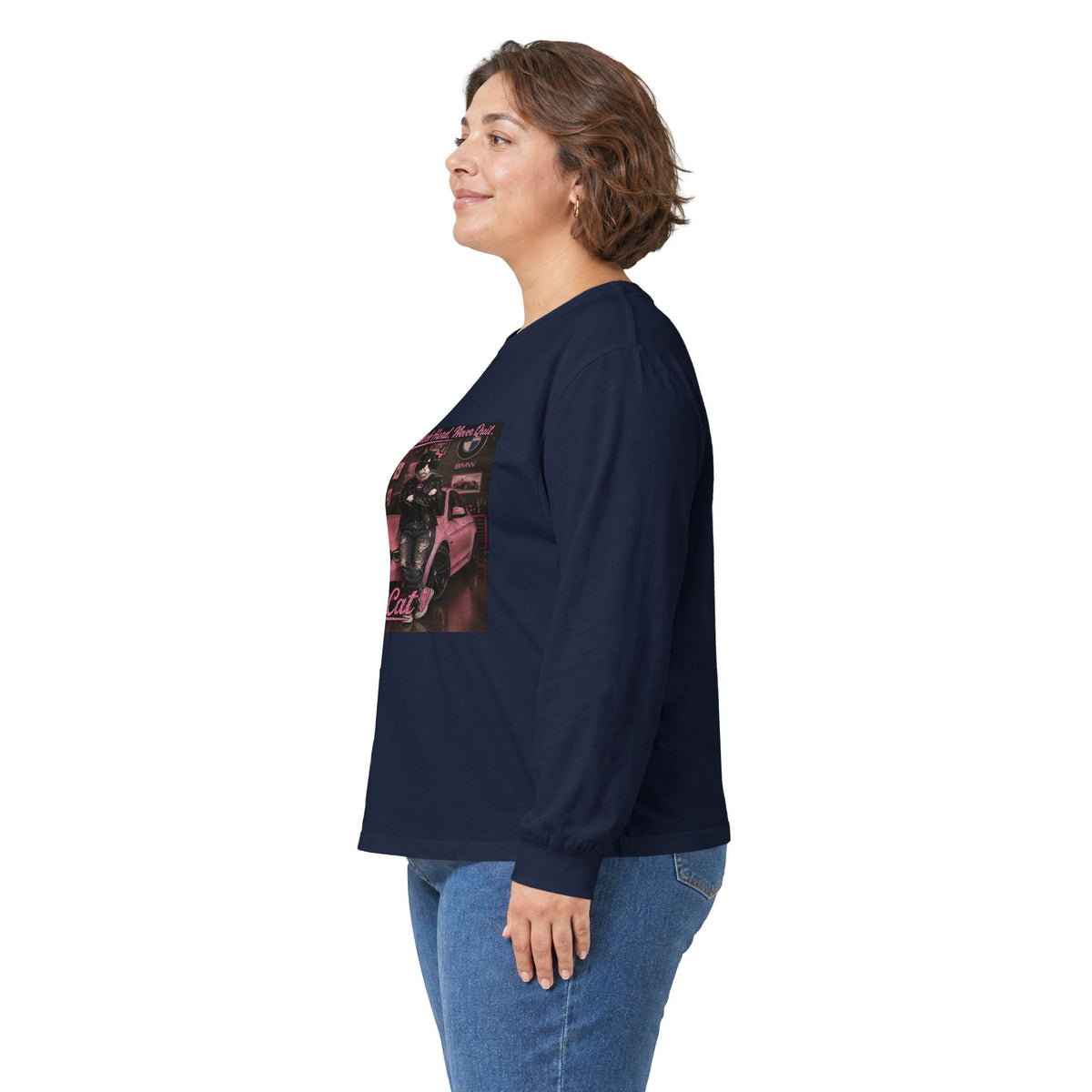 Cool Cat Long Sleeve Tee – "Stay Cool. Work Hard. Never Quit." Graphic Shirt