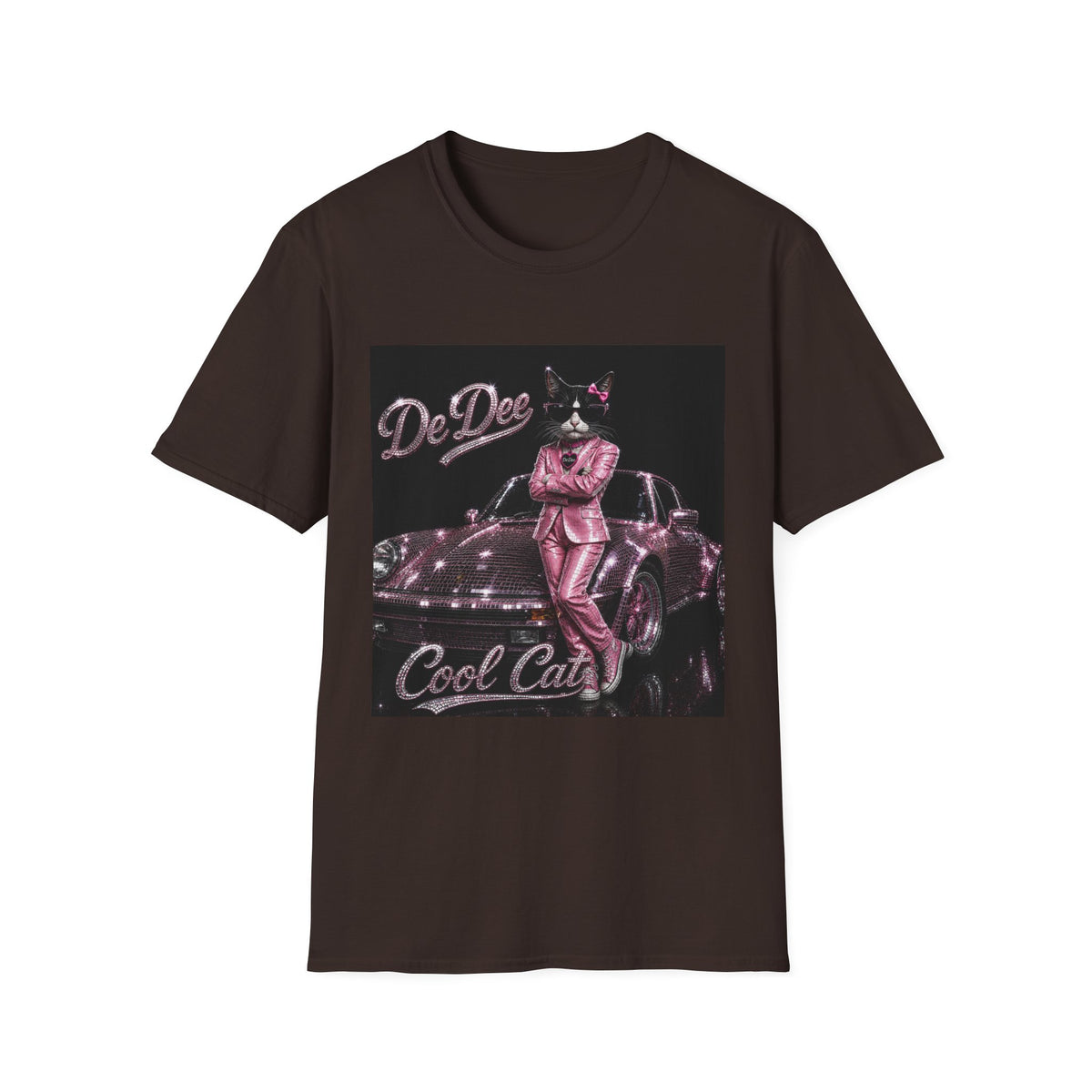 Cool Cat sparkles pink car Motivational T-Shirt — "Stay Cool. Work Hard. Never Quit."