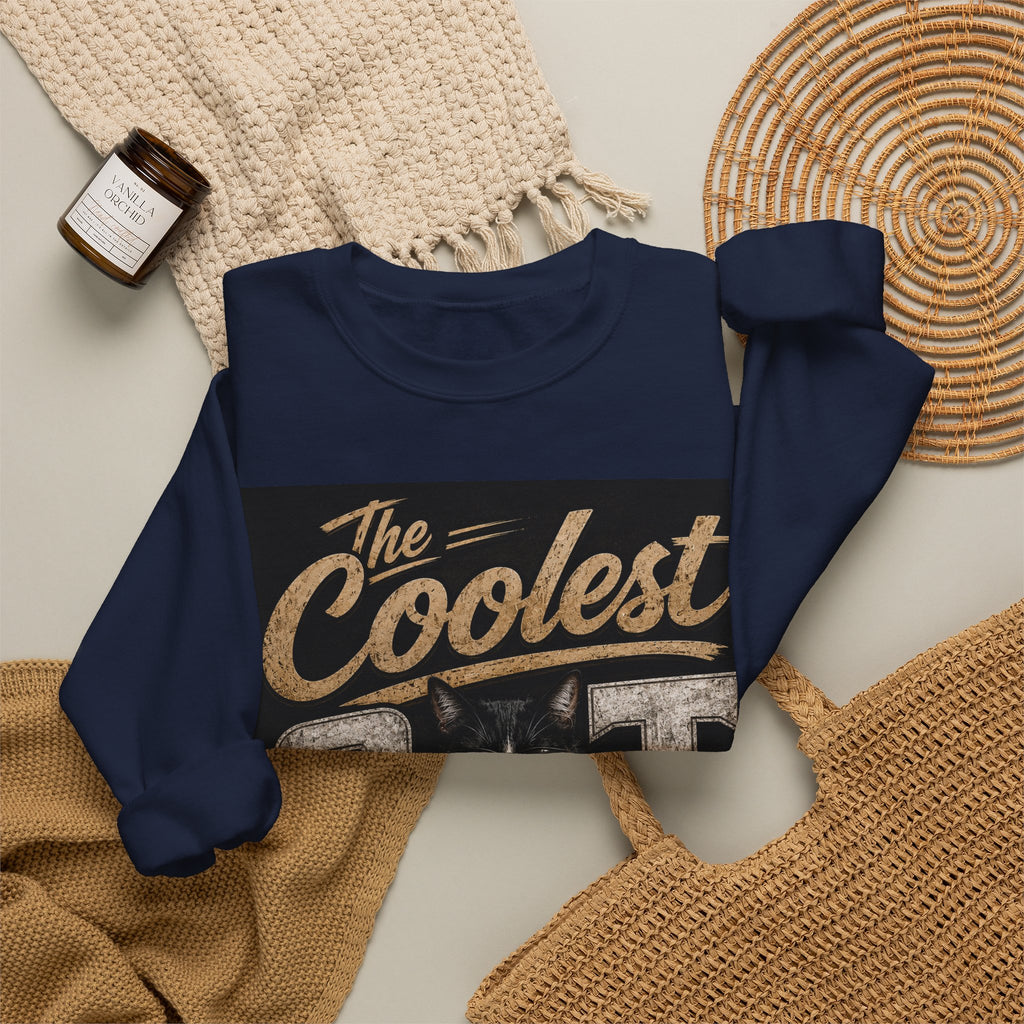 Coolest Cat Around Sweatshirt – Vintage Cat Graphic Crewneck