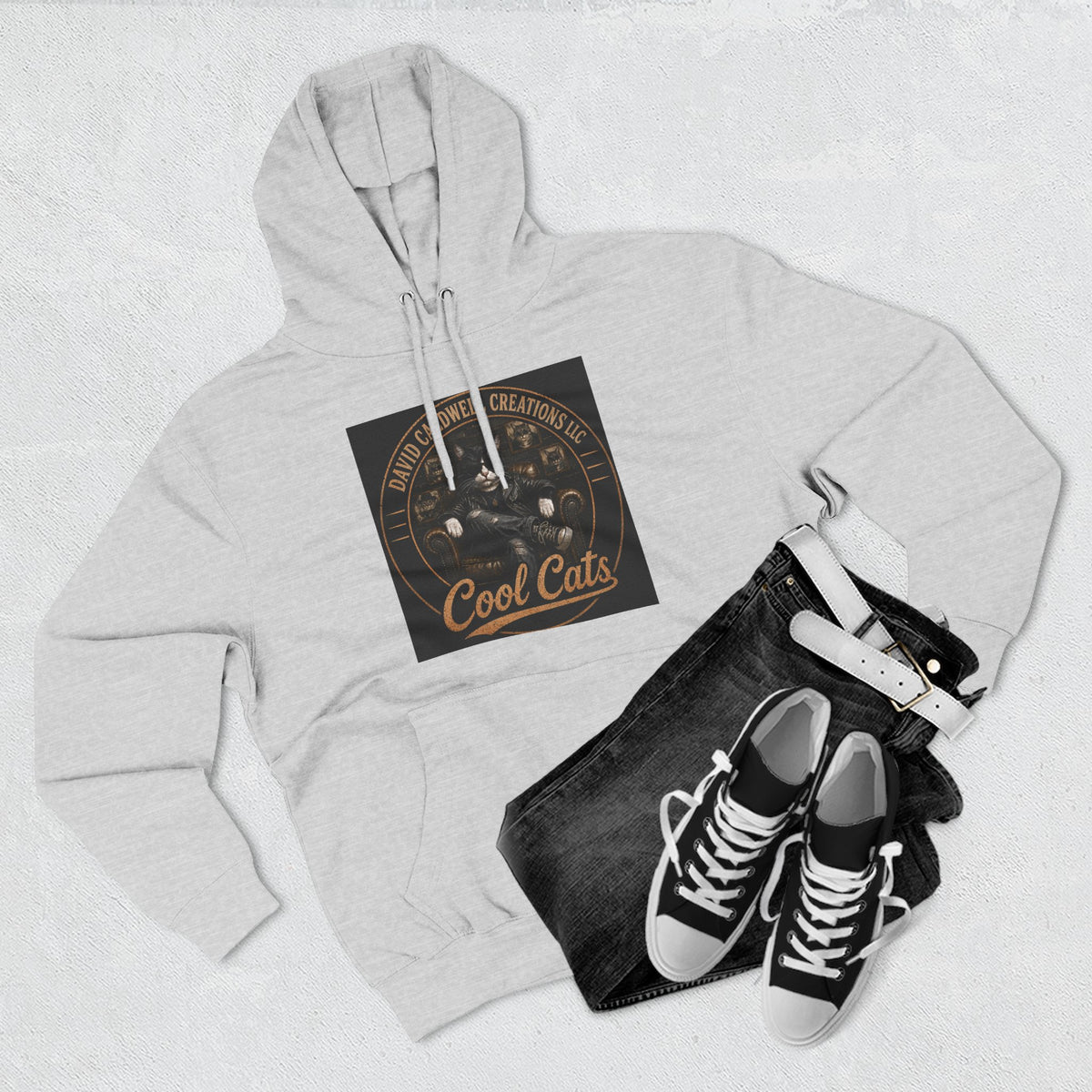 Cool Cats Vintage Graphic Hoodie — Retro Cat Band Design