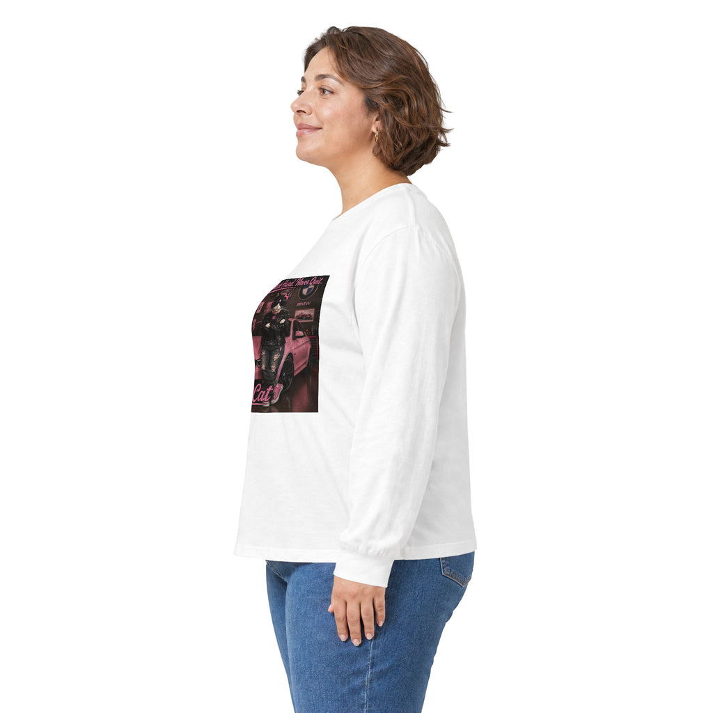 Cool Cat Long Sleeve Tee – "Stay Cool. Work Hard. Never Quit." Graphic Shirt