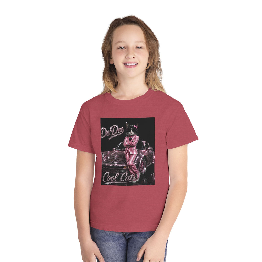 Cool Cat Youth Tee — 'Stay Cool. Work Hard. Never Quit.' Motivational Graphic Tee