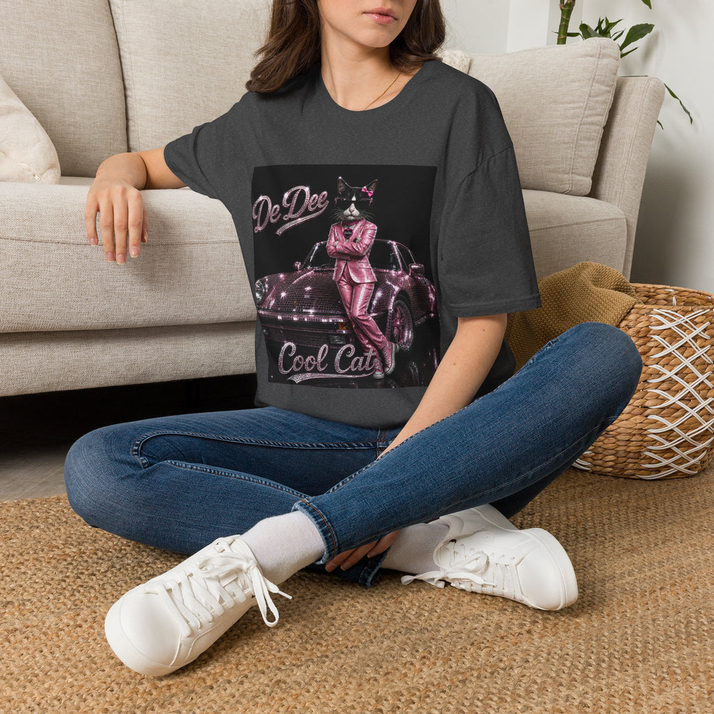 Cool Cat sparkles pink car Motivational T-Shirt — "Stay Cool. Work Hard. Never Quit."