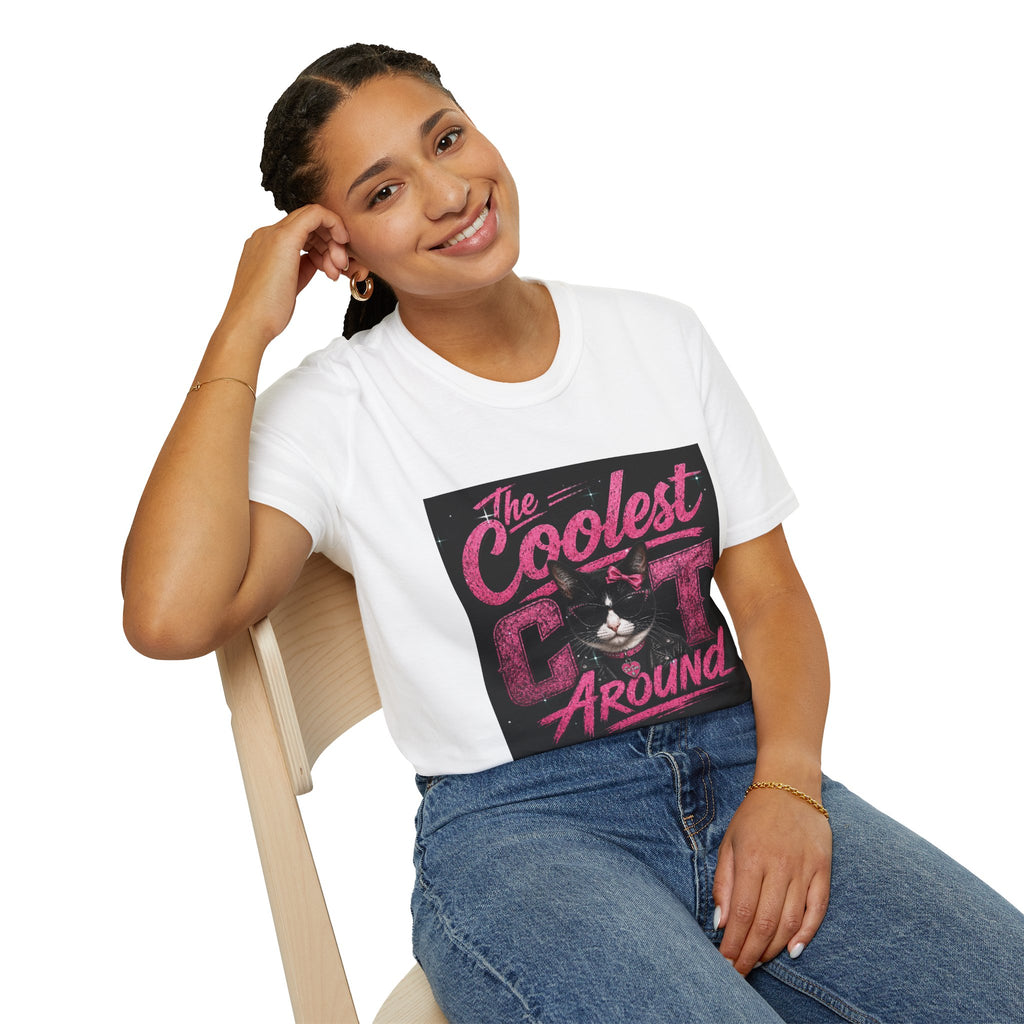 The Coolest Cat Around Pink T-Shirt