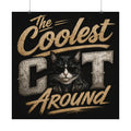 Copy of Cool Cat Satin Poster — "Stay Cool. Work Hard. Never Quit." Motivational Cat with Sports Car