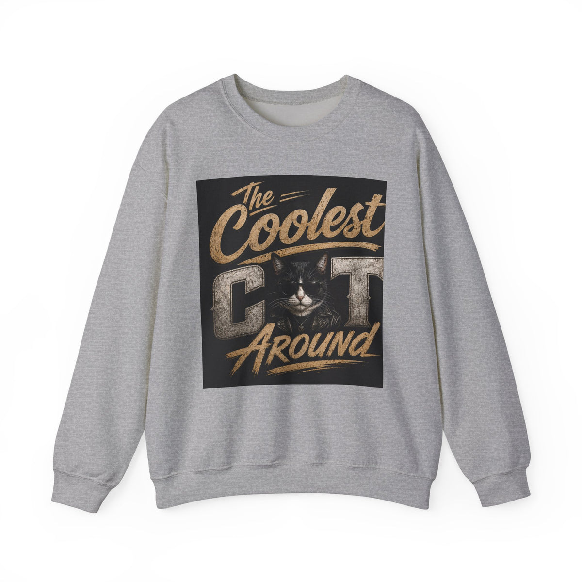 Coolest Cat Around Sweatshirt – Vintage Cat Graphic Crewneck
